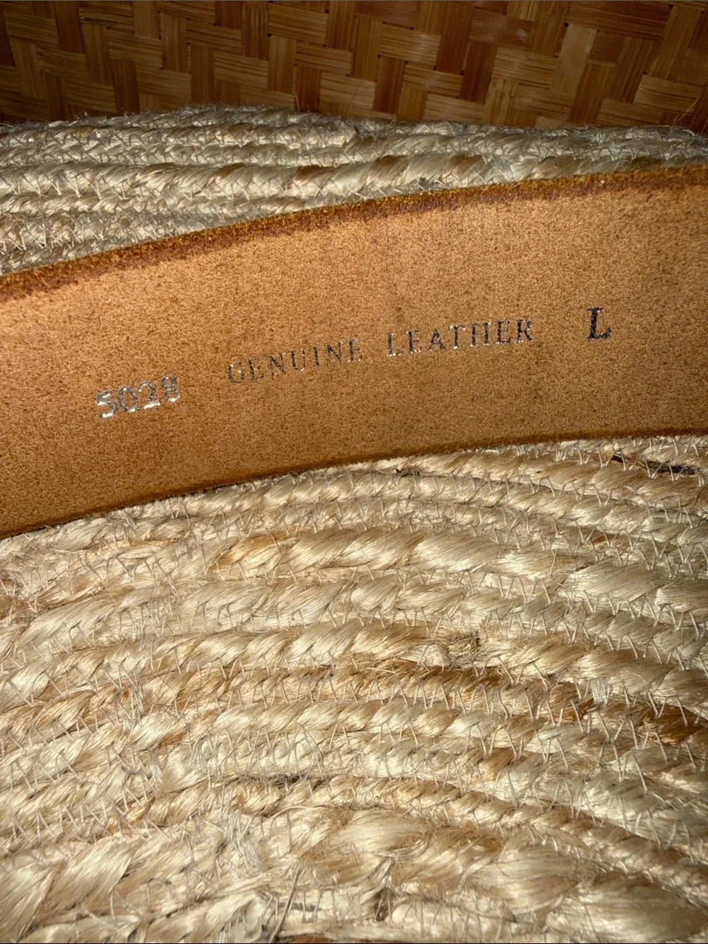 Genuine Leather Double Ring Belt Cognac Brown Brass Buckle Size L